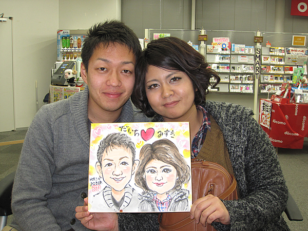 似顔絵をお描きしたカップル