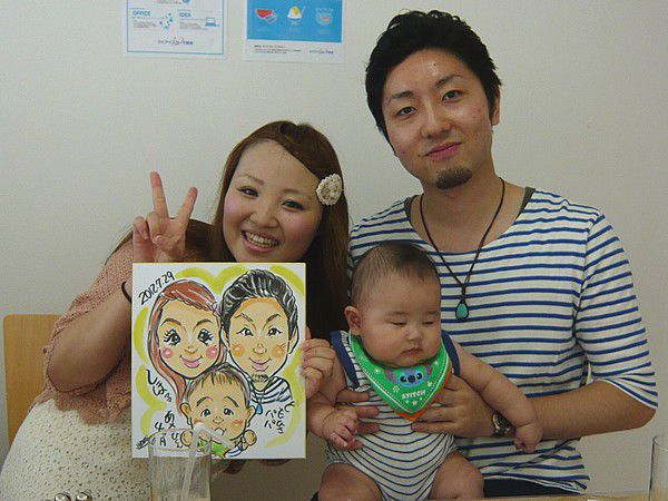 似顔絵をお描きしたご家族