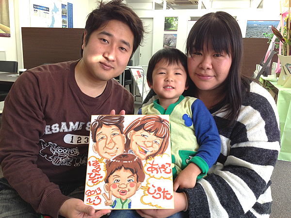 似顔絵をお描きしたご家族