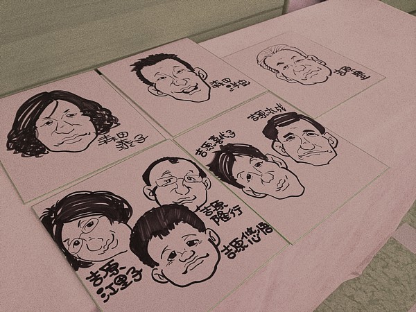 結婚披露宴でお描きした招待客の似顔絵