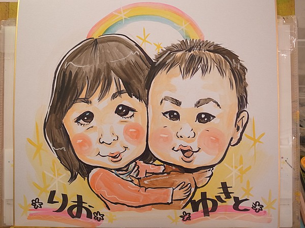 イベントでお描きした姉弟の似顔絵